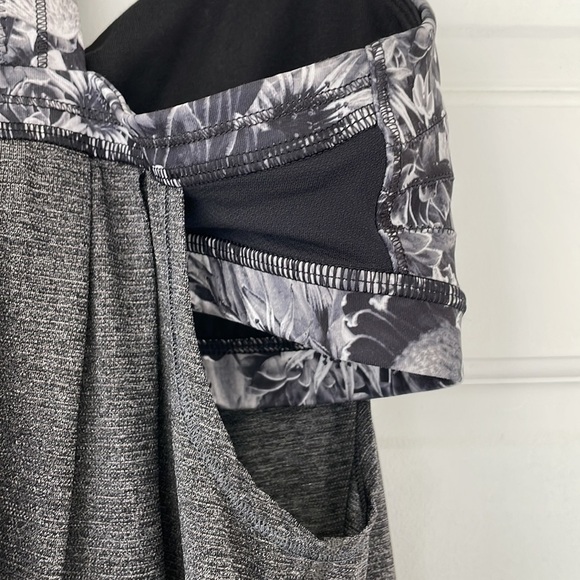 LULULEMON Rest Less tank size 6 grey built in bra floral - Picture 6 of 7